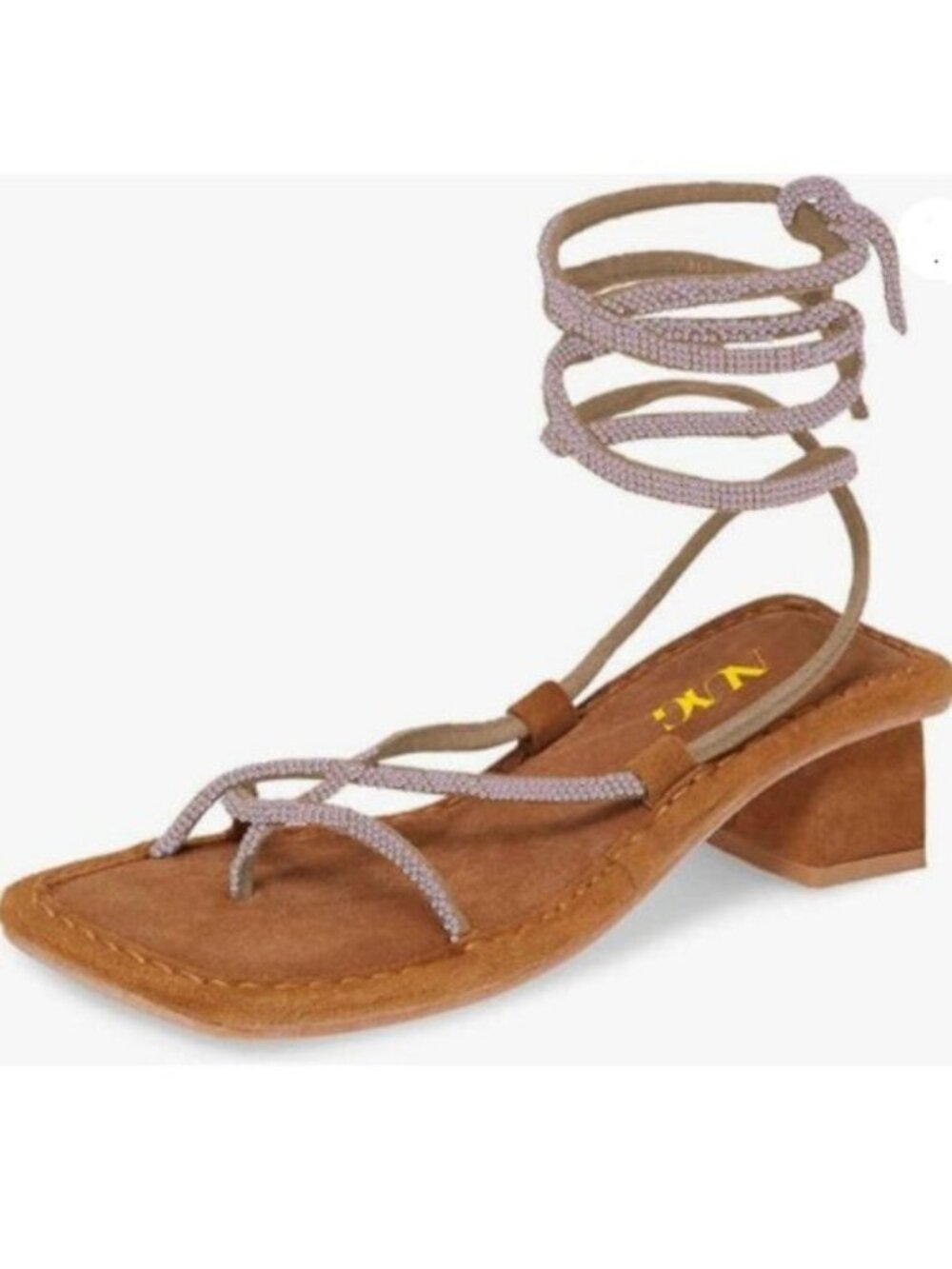 Brown Sexy Gladiator Block Low Heel Sandals Ankle Strap Open Square Toe Shoes